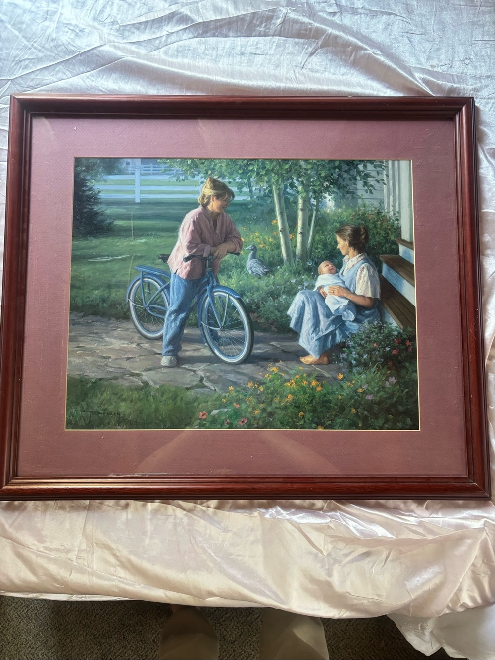 Vintage Robert Duncan "A New Life" Framed Art Print Country Farmhouse 28" × 23.5